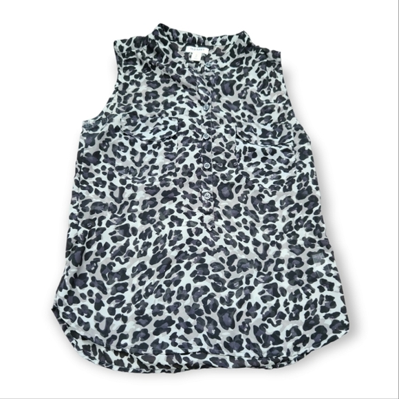 Old Navy Sheer Leopard Sleeveless Button Down Blouse - Picture 1 of 7